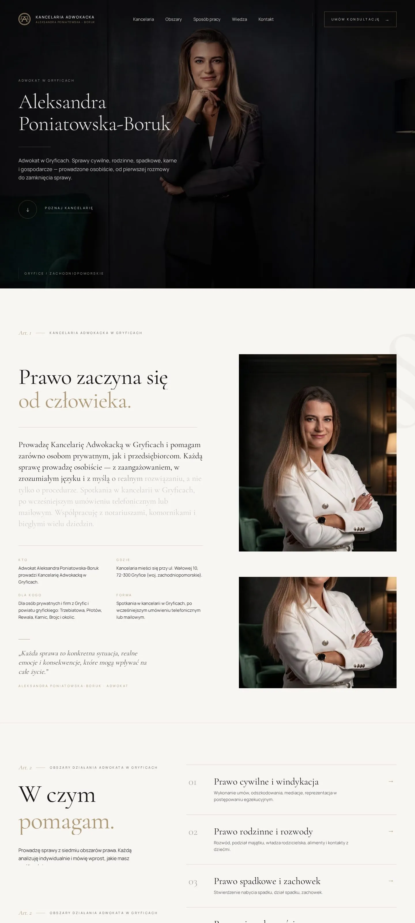 Strona główna kancelarii poniatowska-boruk.pl na komputerze: zdjęcie adwokat z sesji wizerunkowej