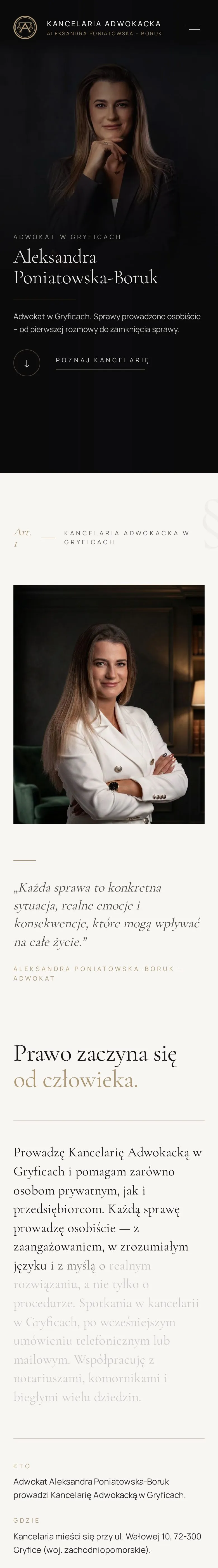 Strona kancelarii poniatowska-boruk.pl na telefonie