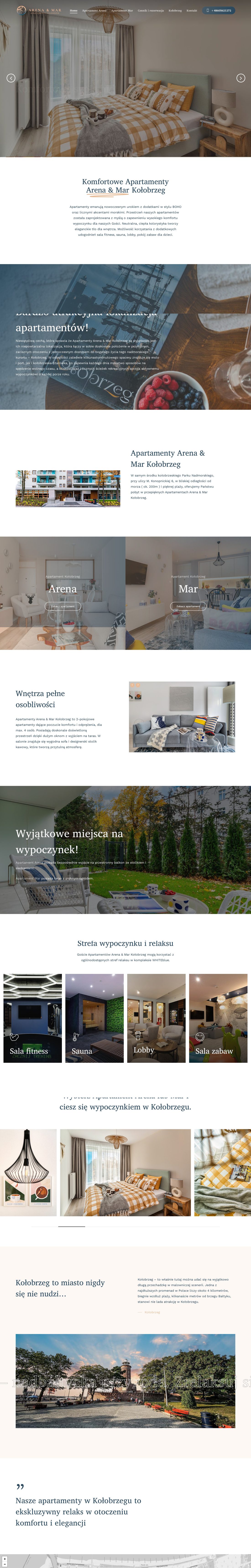 Strona Arena & Mar w widoku desktopowym