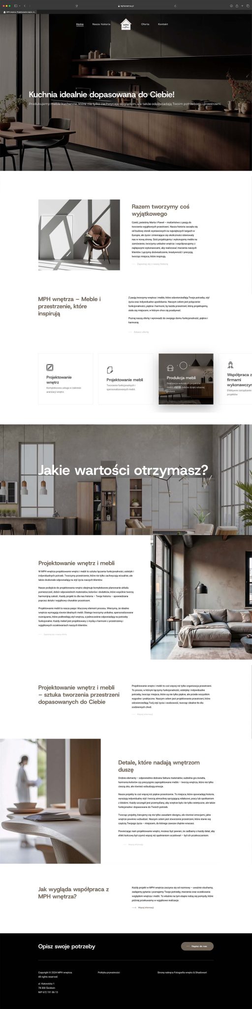 Projektowanie stron. Webdesign. Strona dla producenta mebli